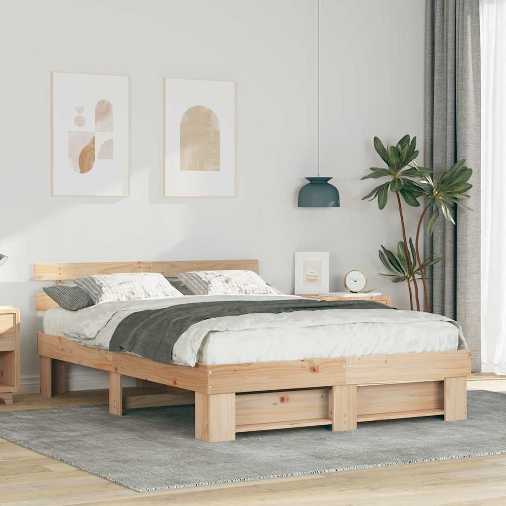 vidaXL Struttura del letto Marrone 140 x 200 cm Legno di pino massello