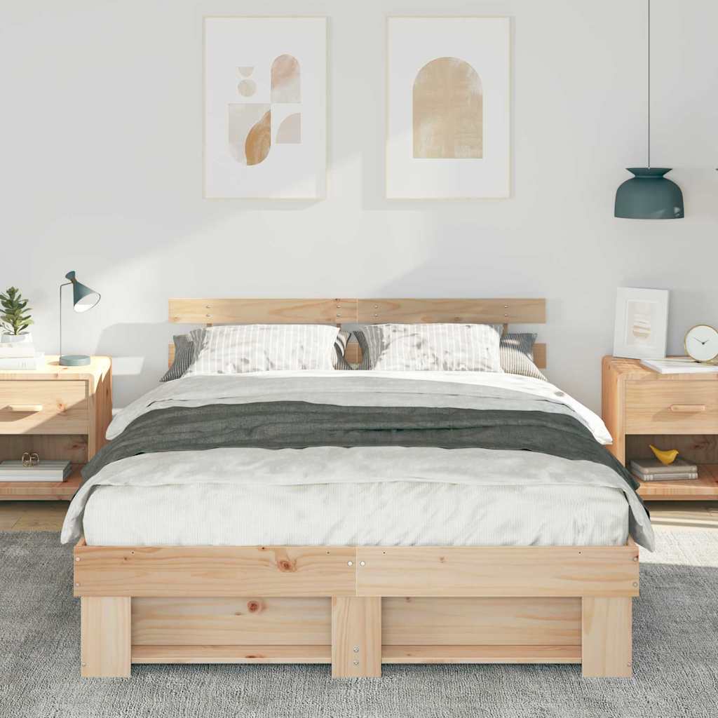 vidaXL Struttura del letto Marrone 140 x 200 cm Legno di pino massello