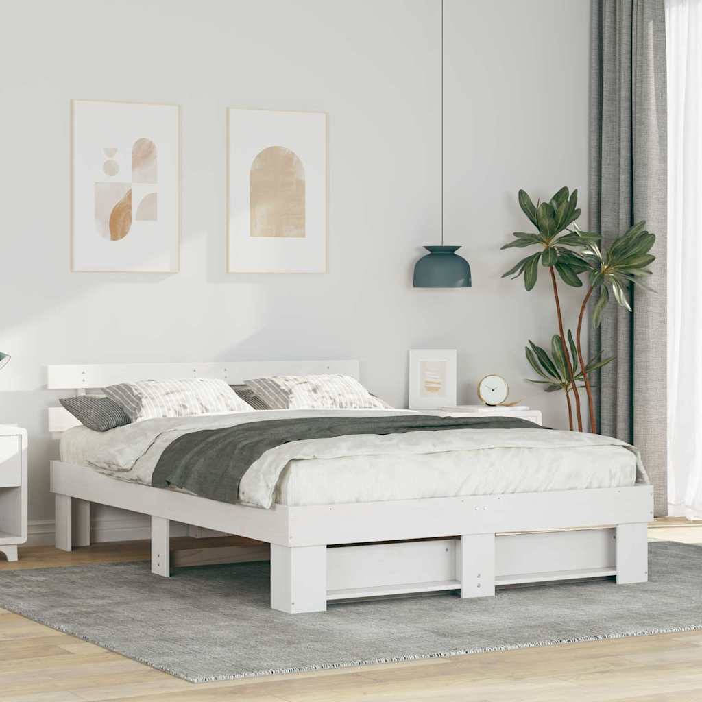 vidaXL Struttura del letto Bianco 140 x 200 cm Legno di pino massello