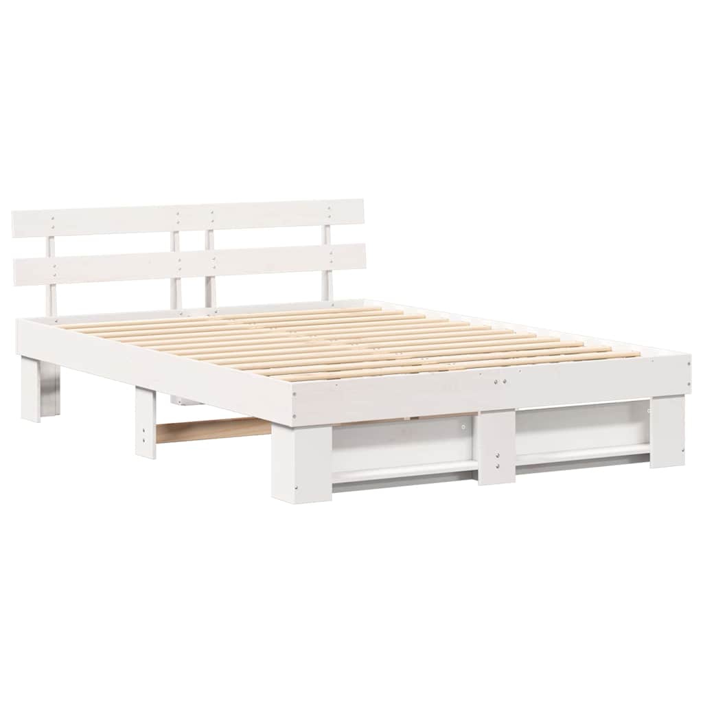 vidaXL Struttura del letto Bianco 140 x 200 cm Legno di pino massello