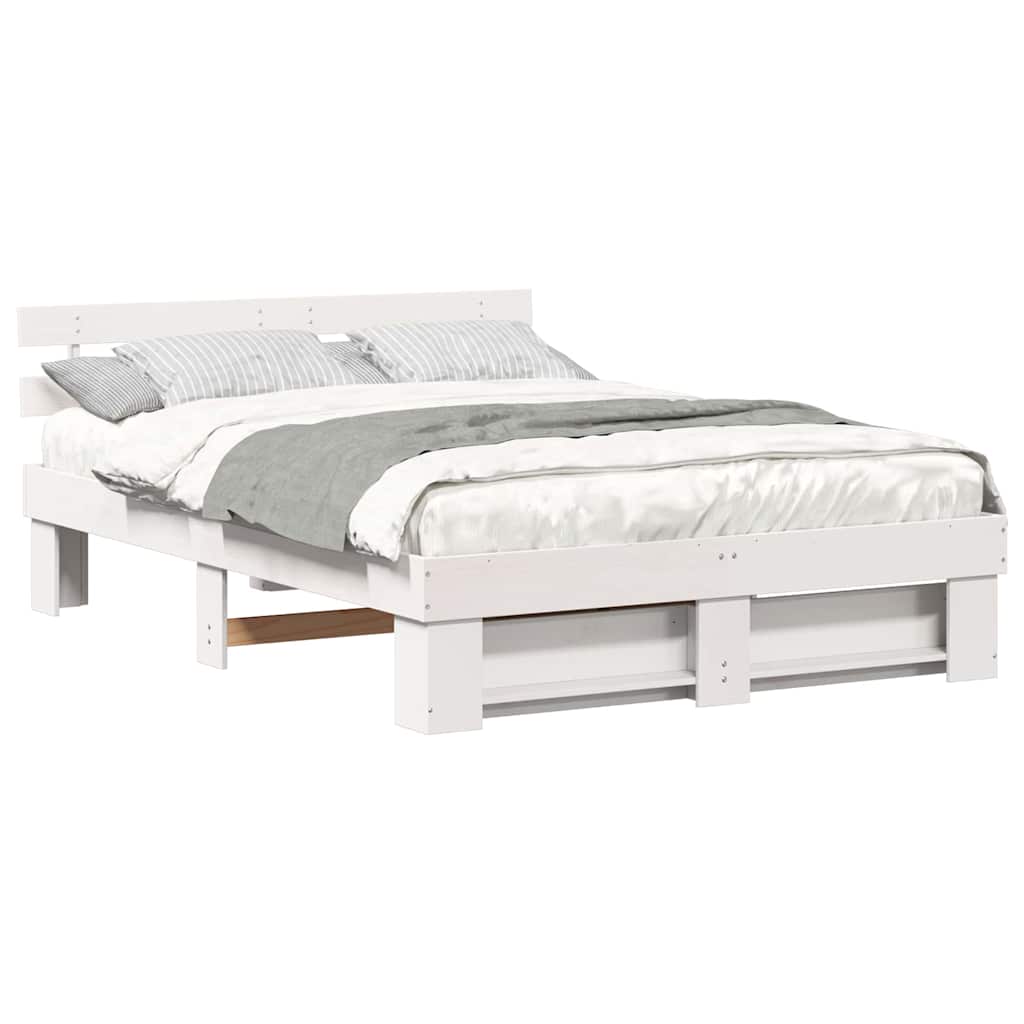 vidaXL Struttura del letto Bianco 140 x 200 cm Legno di pino massello