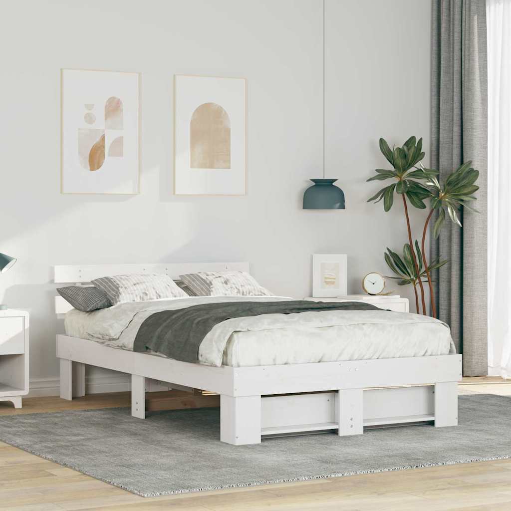 vidaXL Struttura del letto Bianco 120 x 200 cm Legno di pino massello