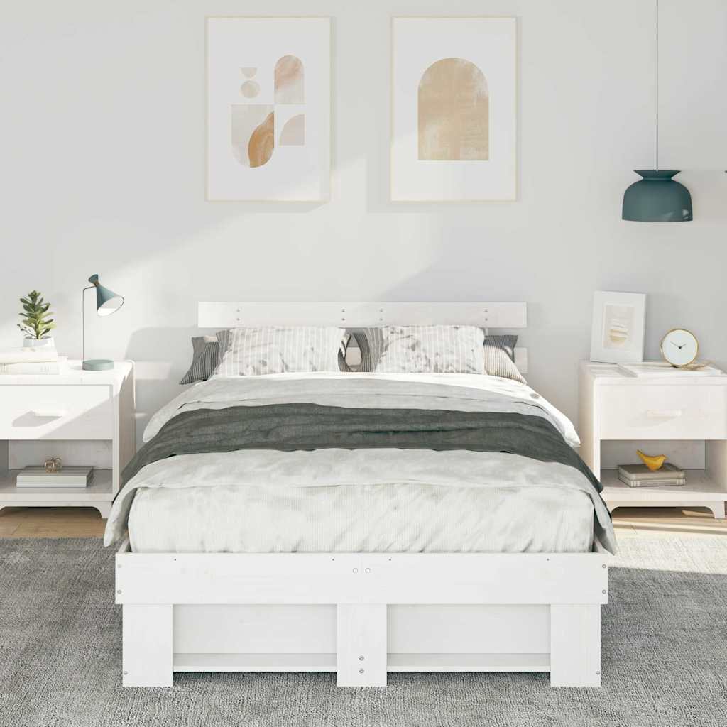 vidaXL Struttura del letto Bianco 140 x 190 cm Legno di pino massello