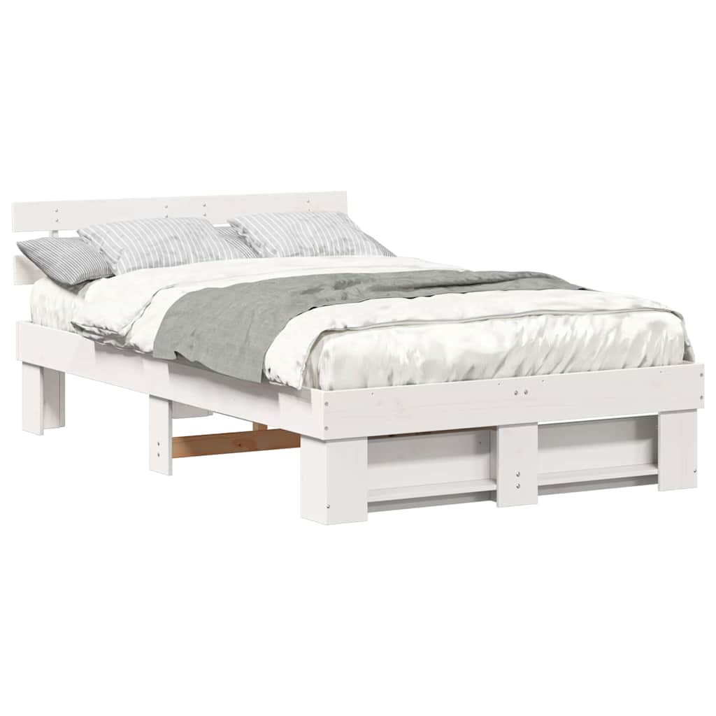 vidaXL Struttura del letto Bianco 140 x 190 cm Legno di pino massello