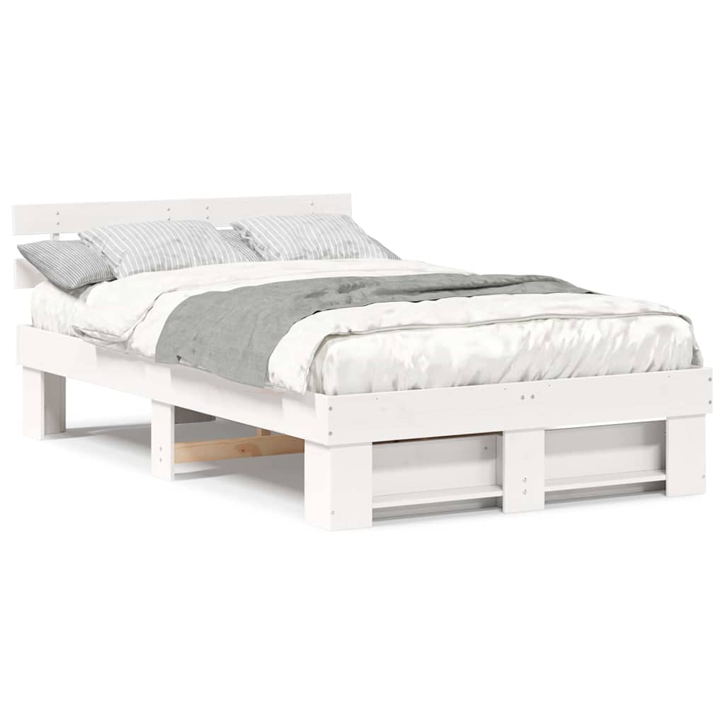 vidaXL Struttura del letto Bianco 140 x 190 cm Legno di pino massello