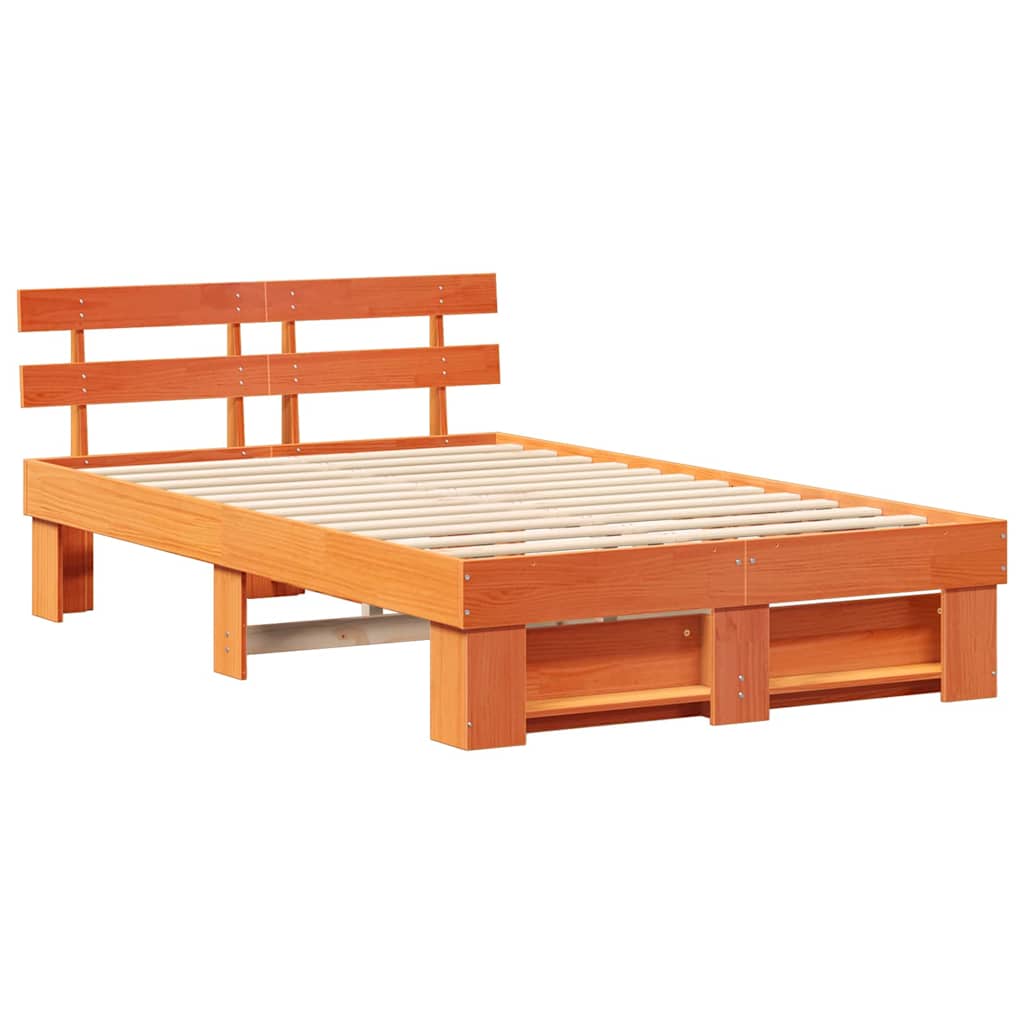 vidaXL Struttura del letto con testiera Cera marrone 140 x 190 cm