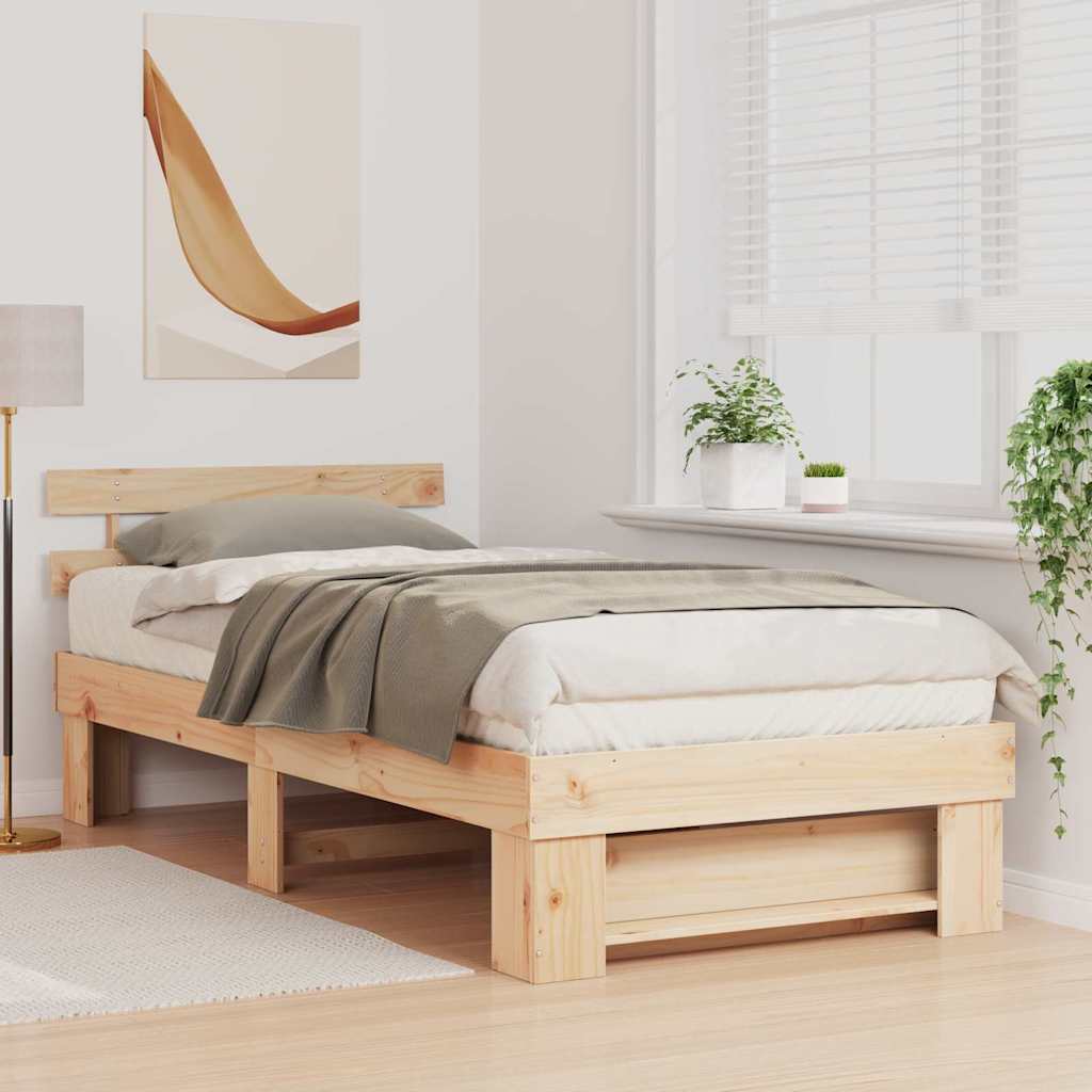 vidaXL Struttura del letto Marrone 100 x 200 cm Legno di pino massello