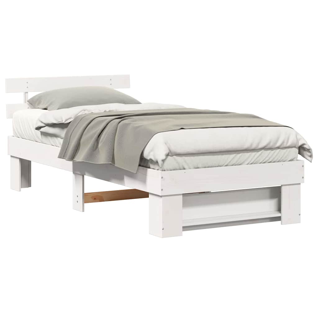 vidaXL Struttura del letto Bianco 80 x 200 cm Legno di pino massello