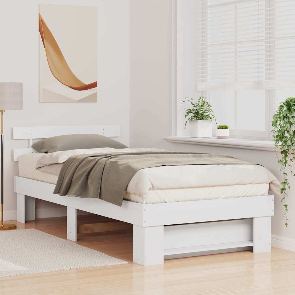 vidaXL Struttura del letto Bianco 75 x 190 cm Legno di pino massello