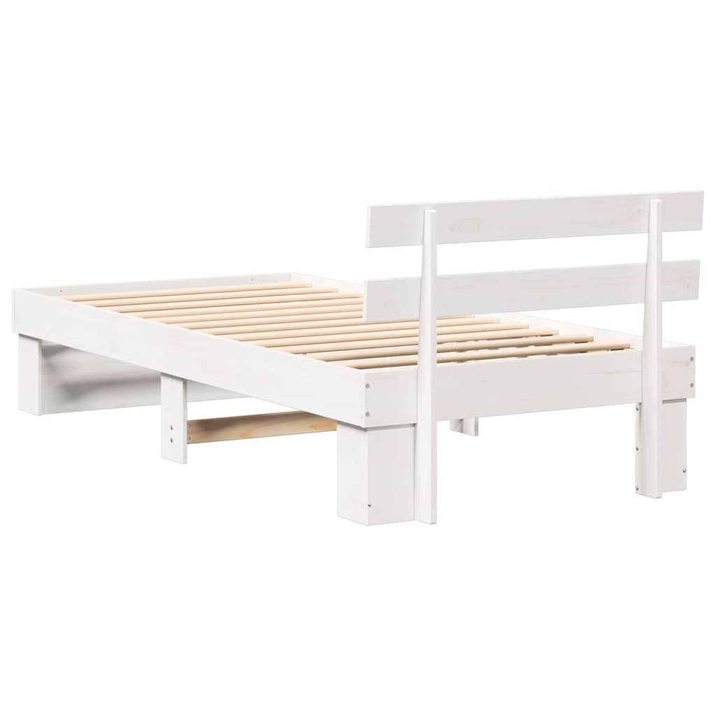 vidaXL Struttura del letto Bianco 75 x 190 cm Legno di pino massello