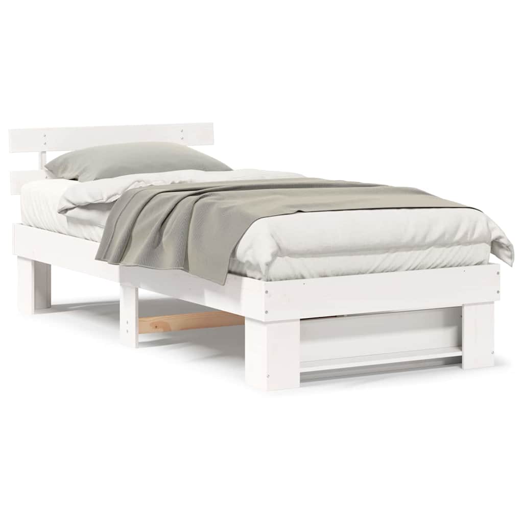 vidaXL Struttura del letto Bianco 75 x 190 cm Legno di pino massello
