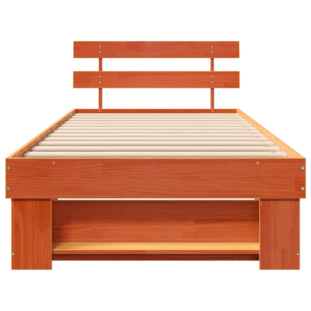 vidaXL Struttura del letto con testiera Cera marrone 75 x 190 cm