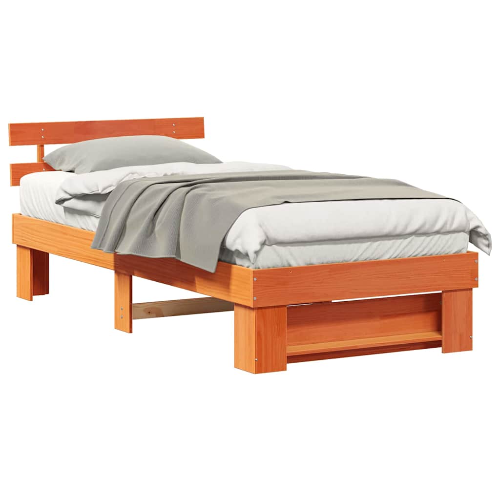 vidaXL Struttura del letto con testiera Cera marrone 75 x 190 cm