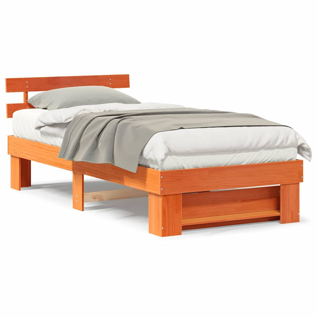 vidaXL Struttura del letto con testiera Cera marrone 75 x 190 cm
