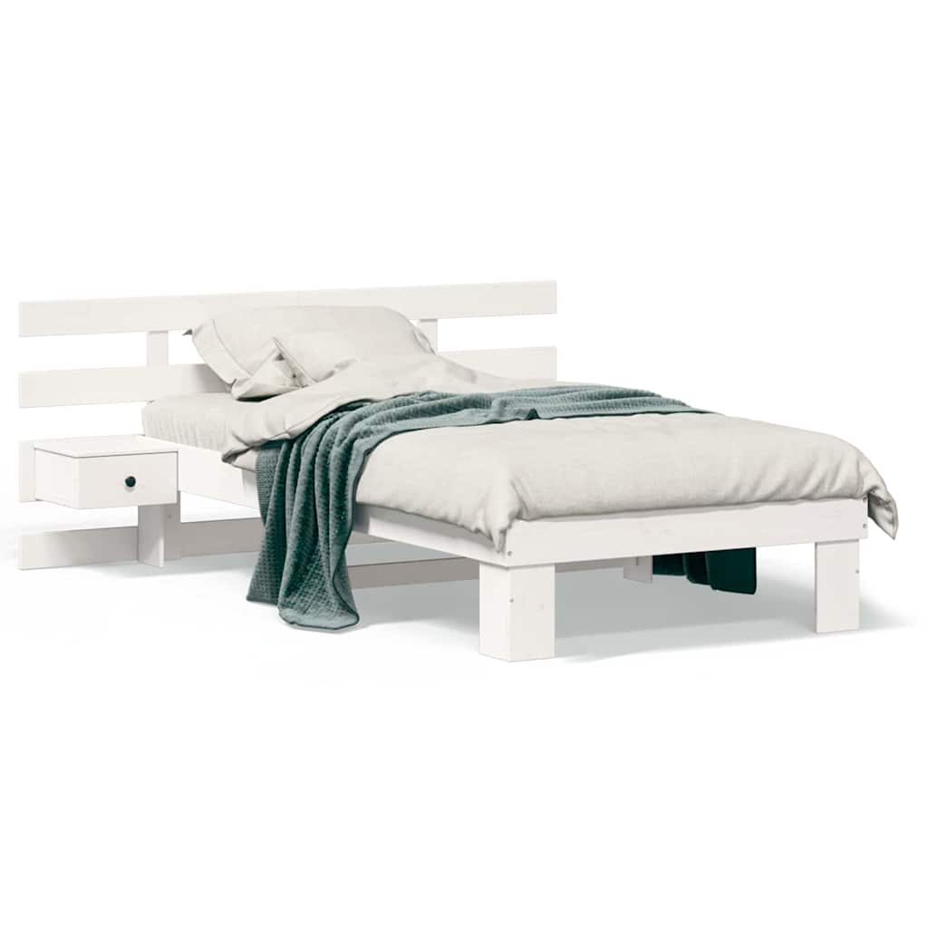vidaXL Struttura del letto Bianco 90 x 190 cm Legno di pino massello
