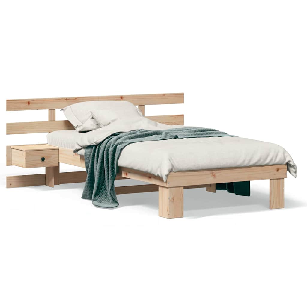 vidaXL Struttura del letto Marrone 75 x 190 cm Legno di pino massello