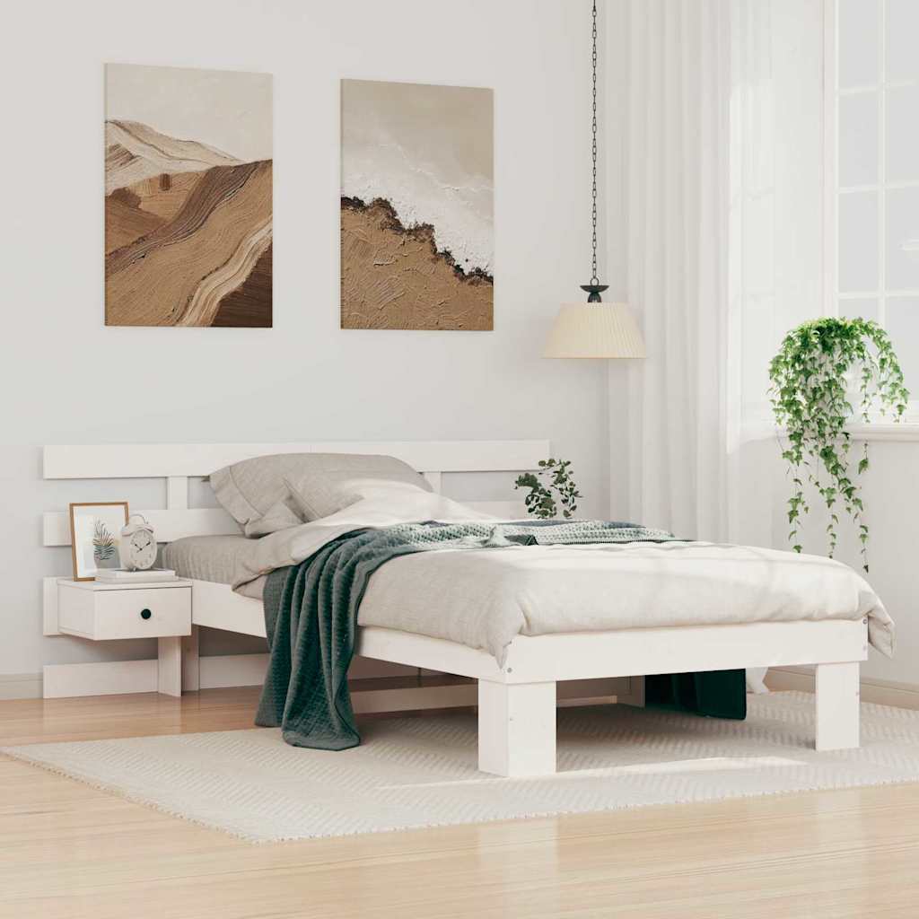 vidaXL Struttura del letto Bianco 75 x 190 cm Legno di pino massello