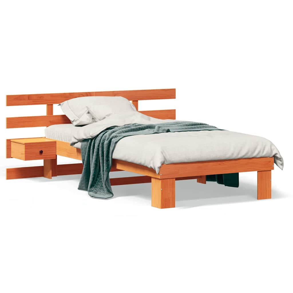 vidaXL Struttura del letto con testiera Cera marrone 75 x 190 cm