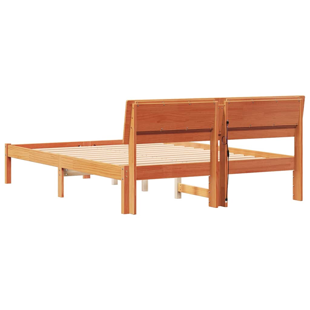 Struttura del letto Marrone cerato 135 x 190 cm Pino massello 872787