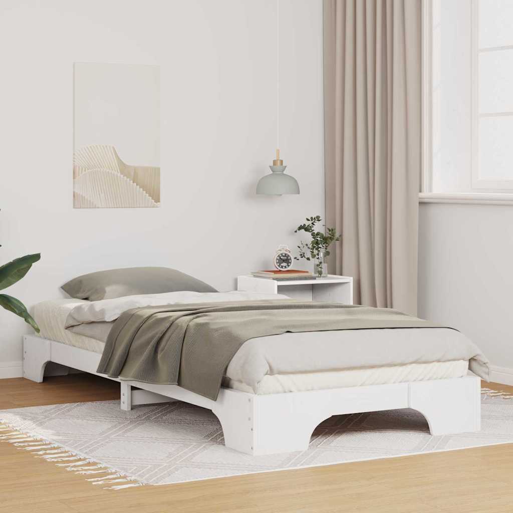 vidaXL Struttura letto a terra con archiviazione Bianco legno