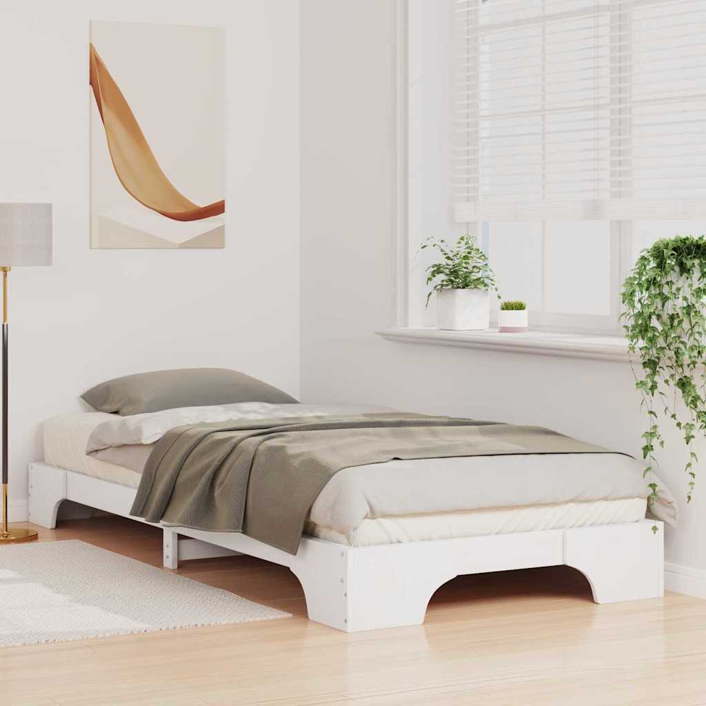 vidaXL Struttura letto a terra con archiviazione Bianco legno