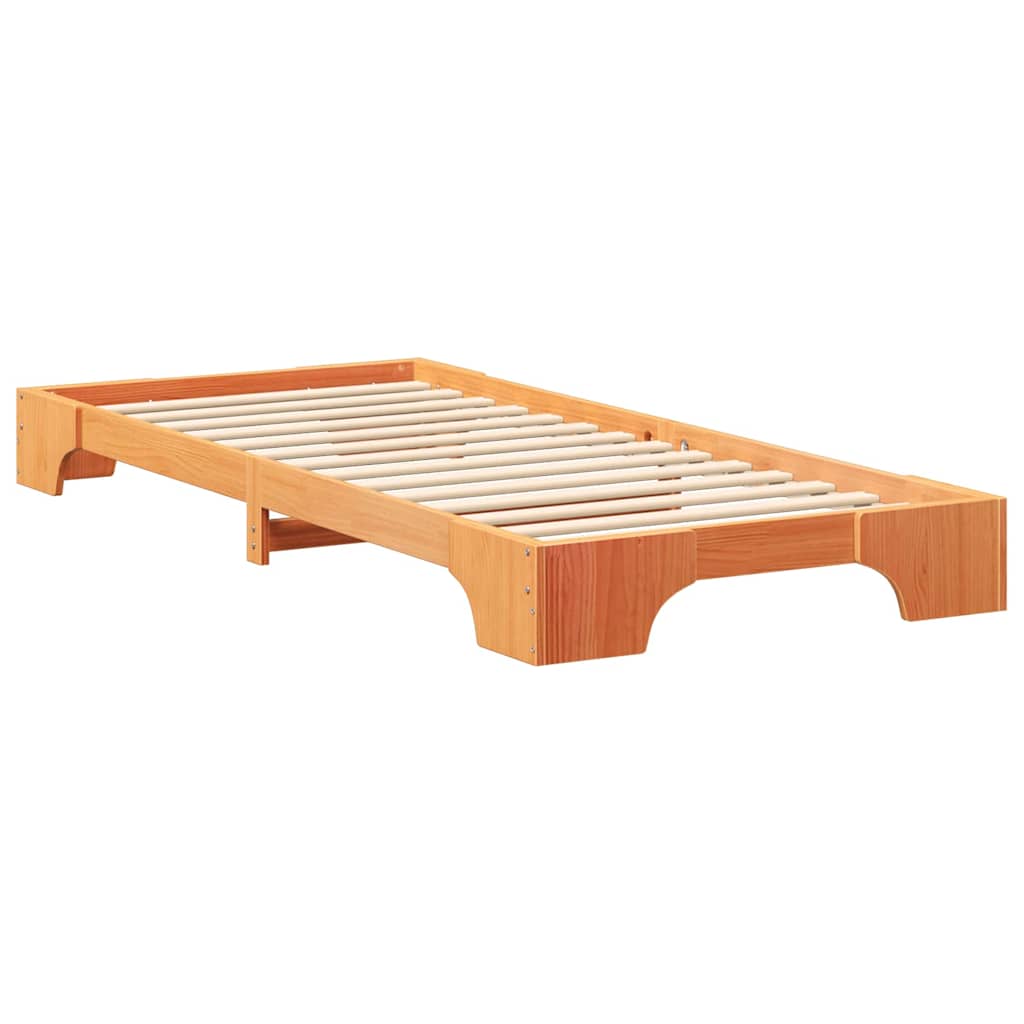 vidaXL Struttura letto a terra Marrone Legno di pino massello