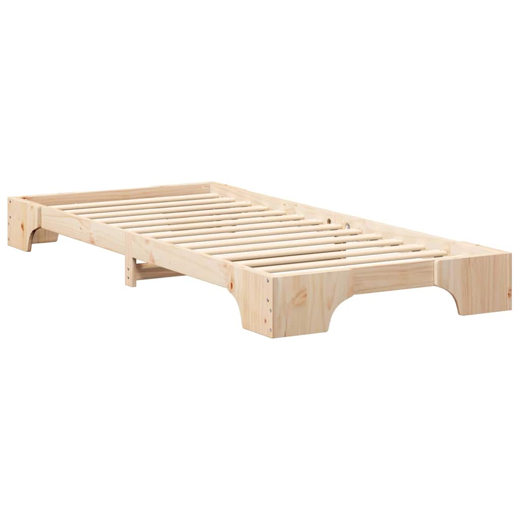 vidaXL Struttura letto a terra Marrone Legno di pino massello