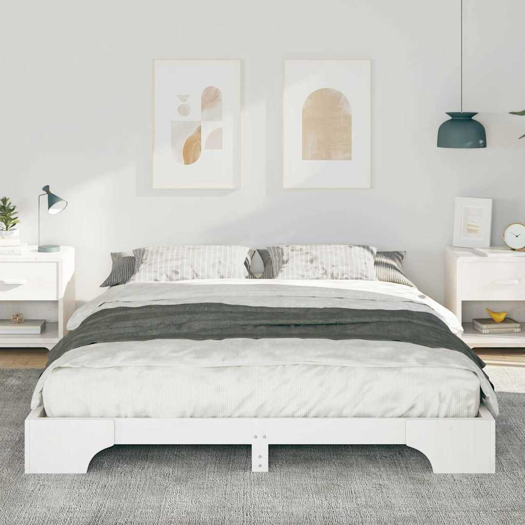 vidaXL Struttura letto a terra con archiviazione Bianco legno