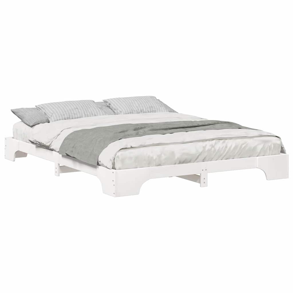 vidaXL Struttura letto a terra con archiviazione Bianco legno