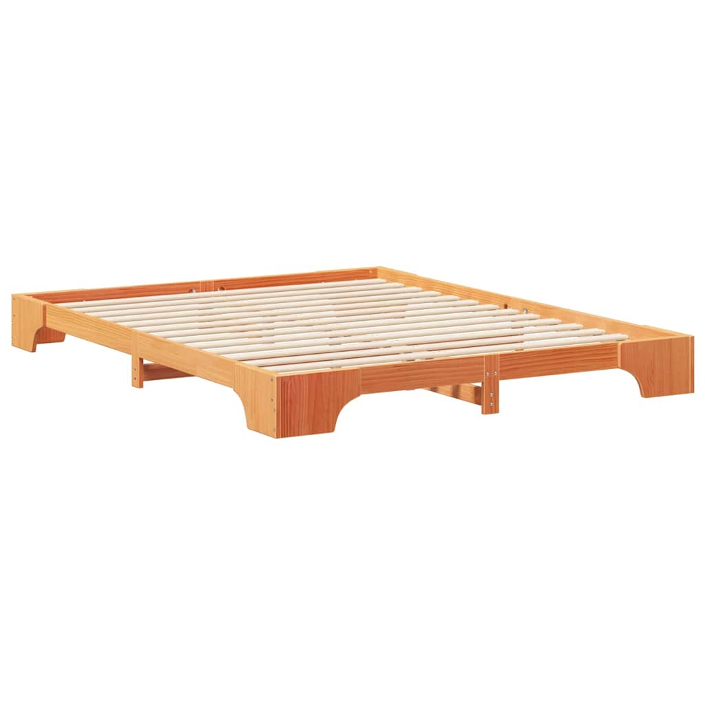 vidaXL Struttura letto a terra Marrone Legno massello