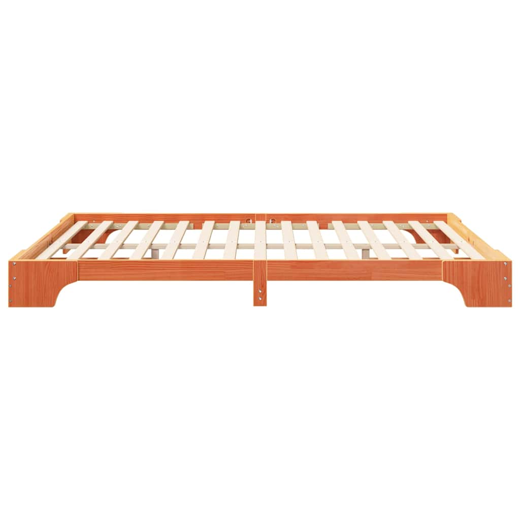 vidaXL Struttura letto a terra Marrone Legno massello