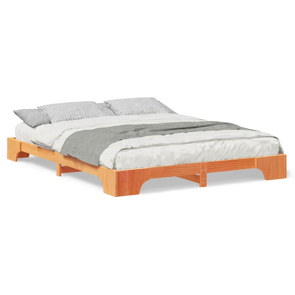 vidaXL Struttura letto a terra Marrone Legno massello