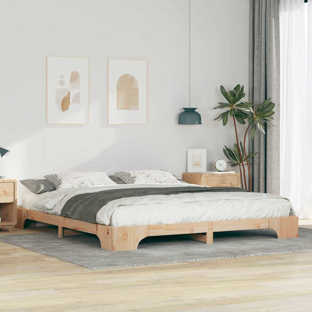 vidaXL Struttura letto a terra Marrone Legno di pino massello