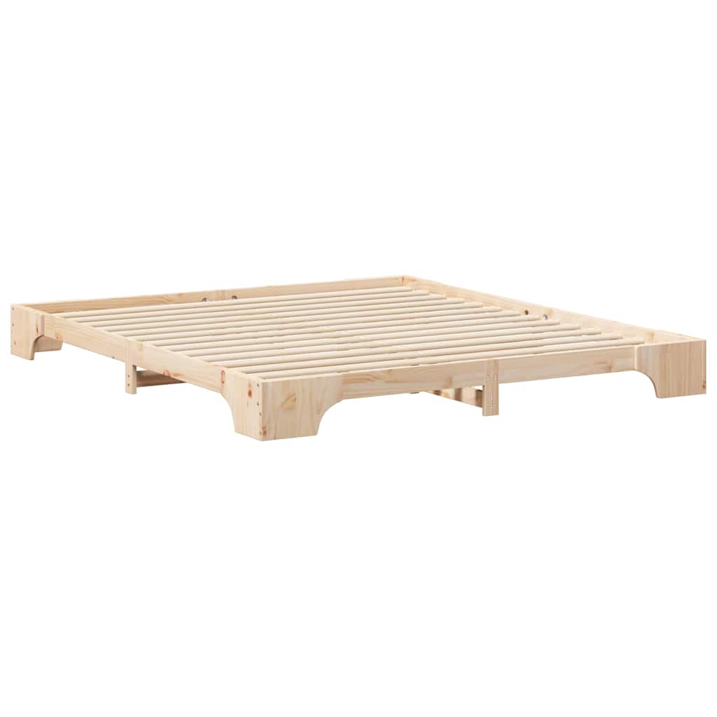 vidaXL Struttura letto a terra Marrone Legno di pino massello