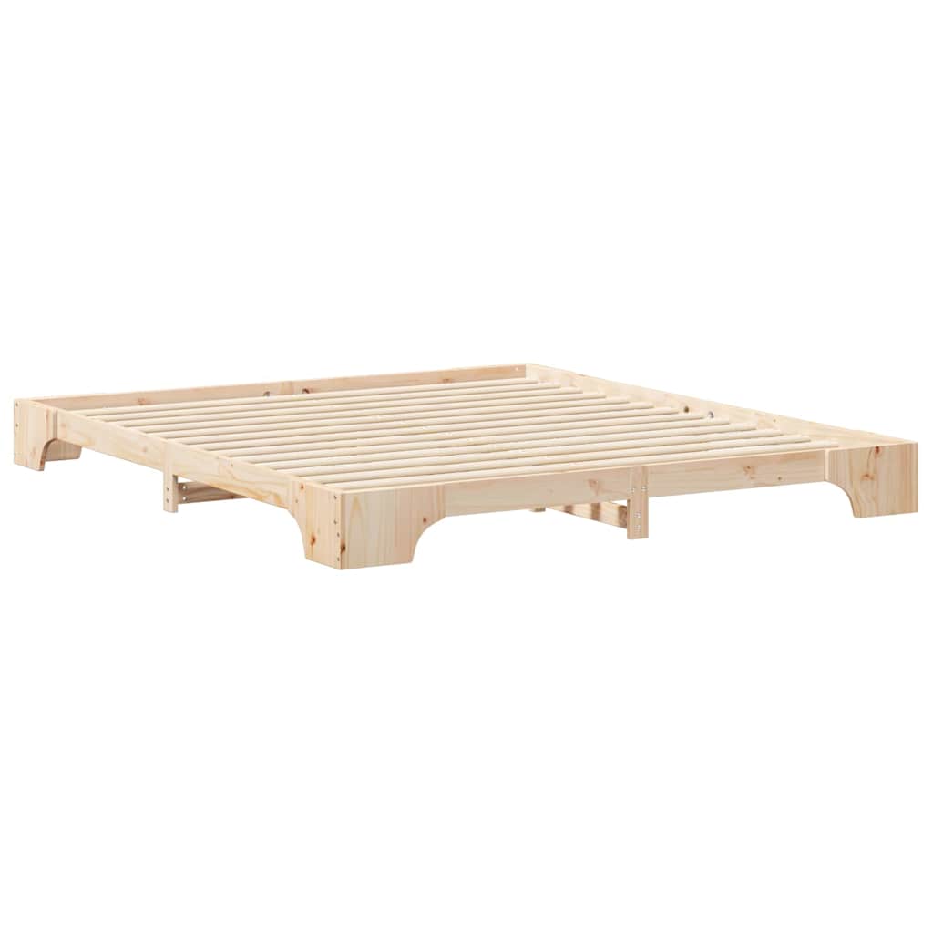 vidaXL Struttura letto a terra Marrone Legno di pino massello