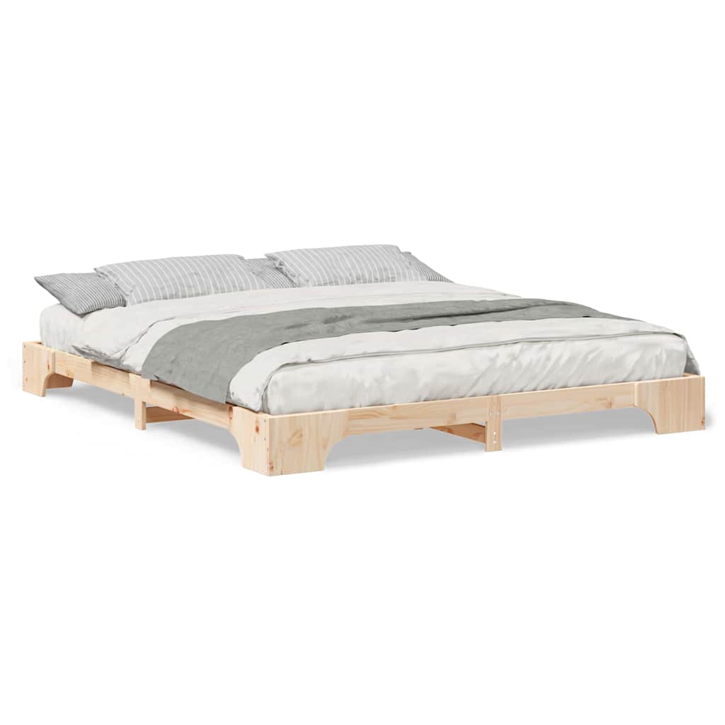 vidaXL Struttura letto a terra Marrone Legno di pino massello