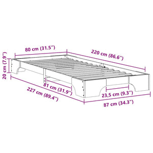 vidaXL Struttura letto a terra con archiviazione Marrone legno