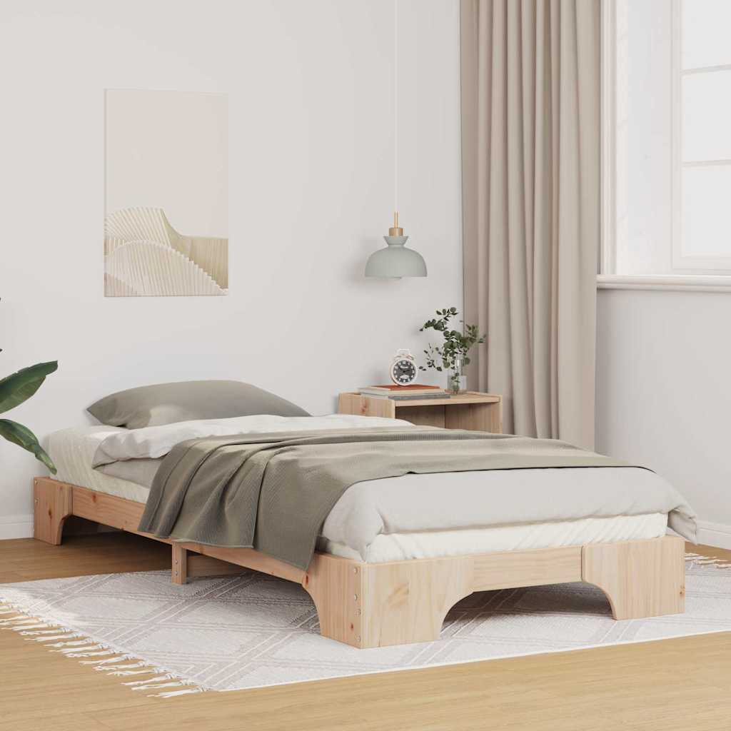 vidaXL Struttura letto a terra Marrone Legno di pino massello