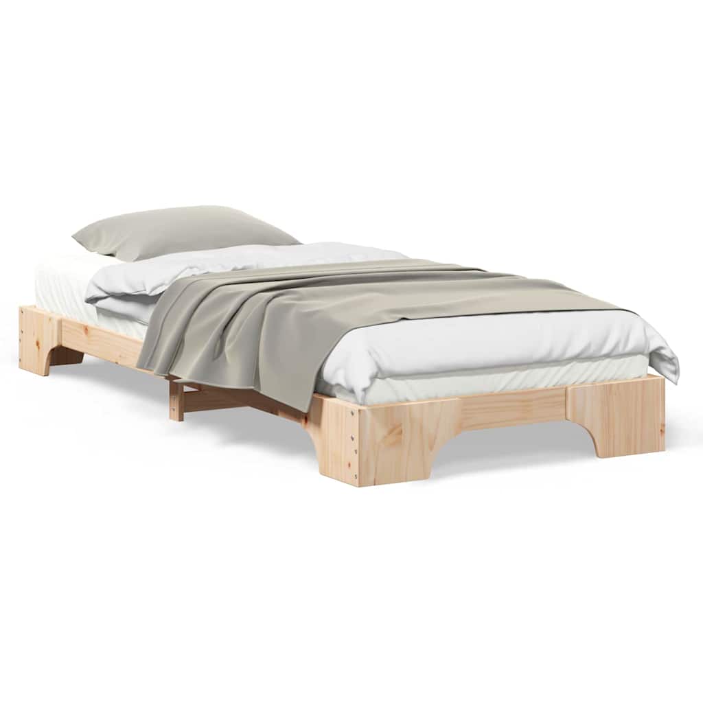 vidaXL Struttura letto a terra Marrone Legno di pino massello