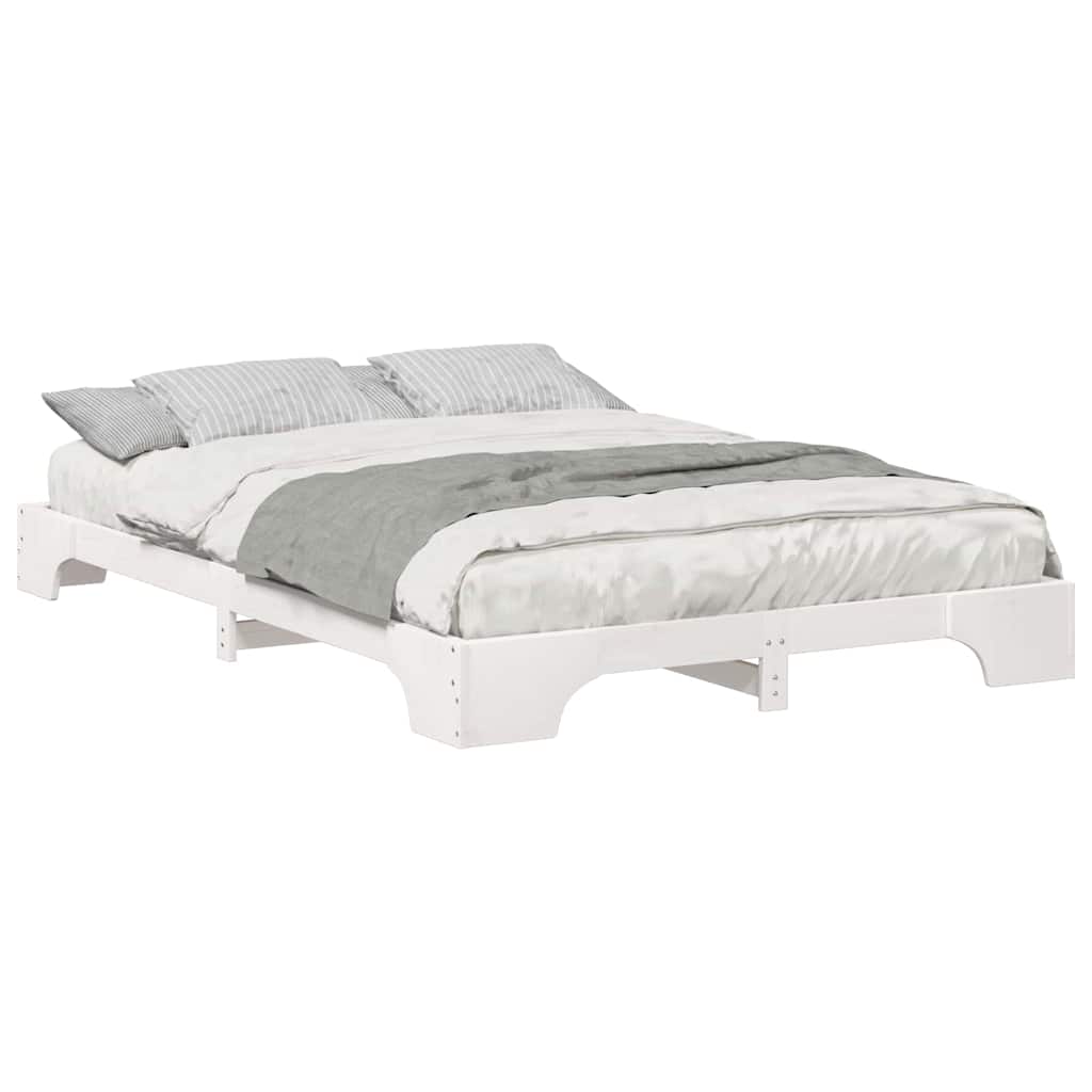 vidaXL Struttura letto a terra Bianco Legno di pino massello