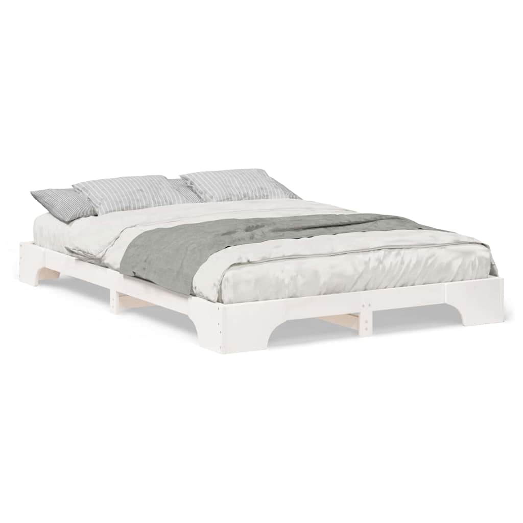 vidaXL Struttura letto a terra Bianco Legno di pino massello