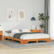 vidaXL Struttura letto a terra Marrone Legno di pino massello