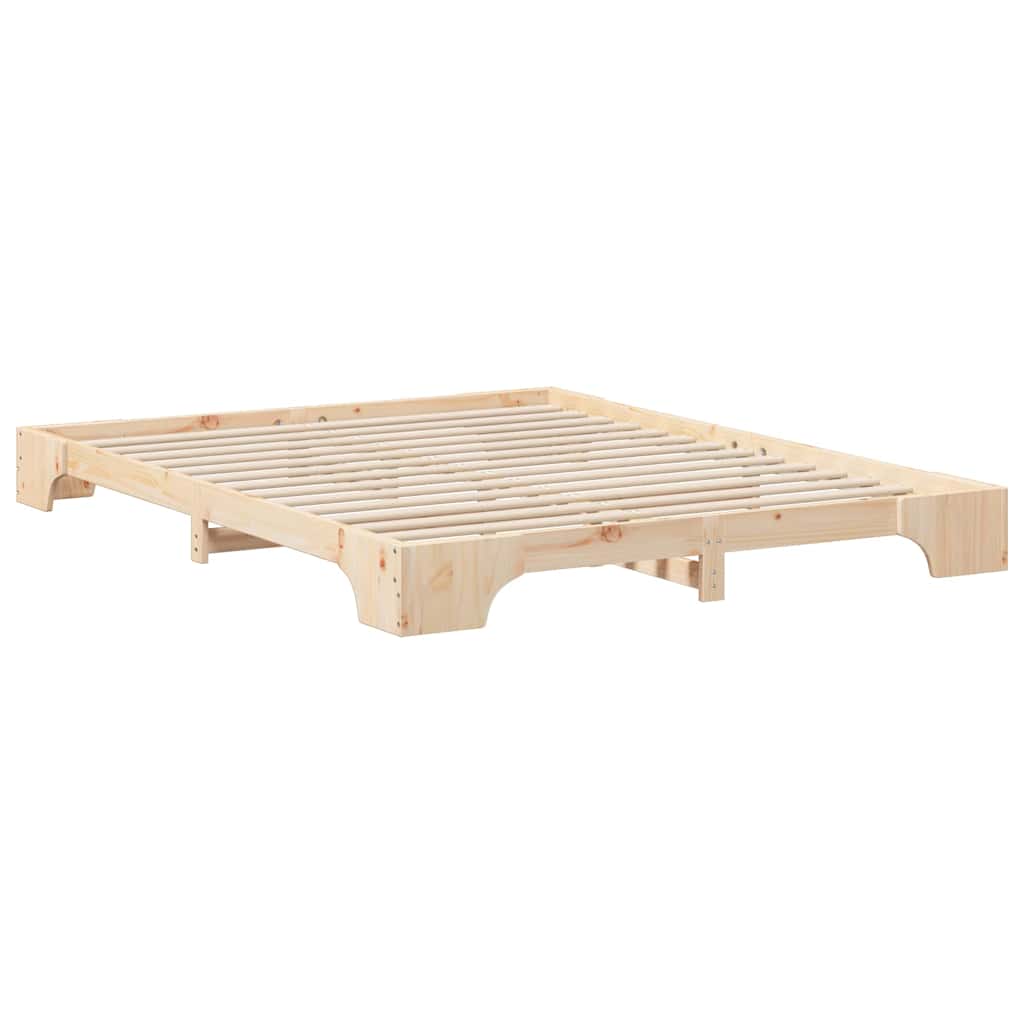 vidaXL Struttura letto a terra Marrone Legno di pino massello