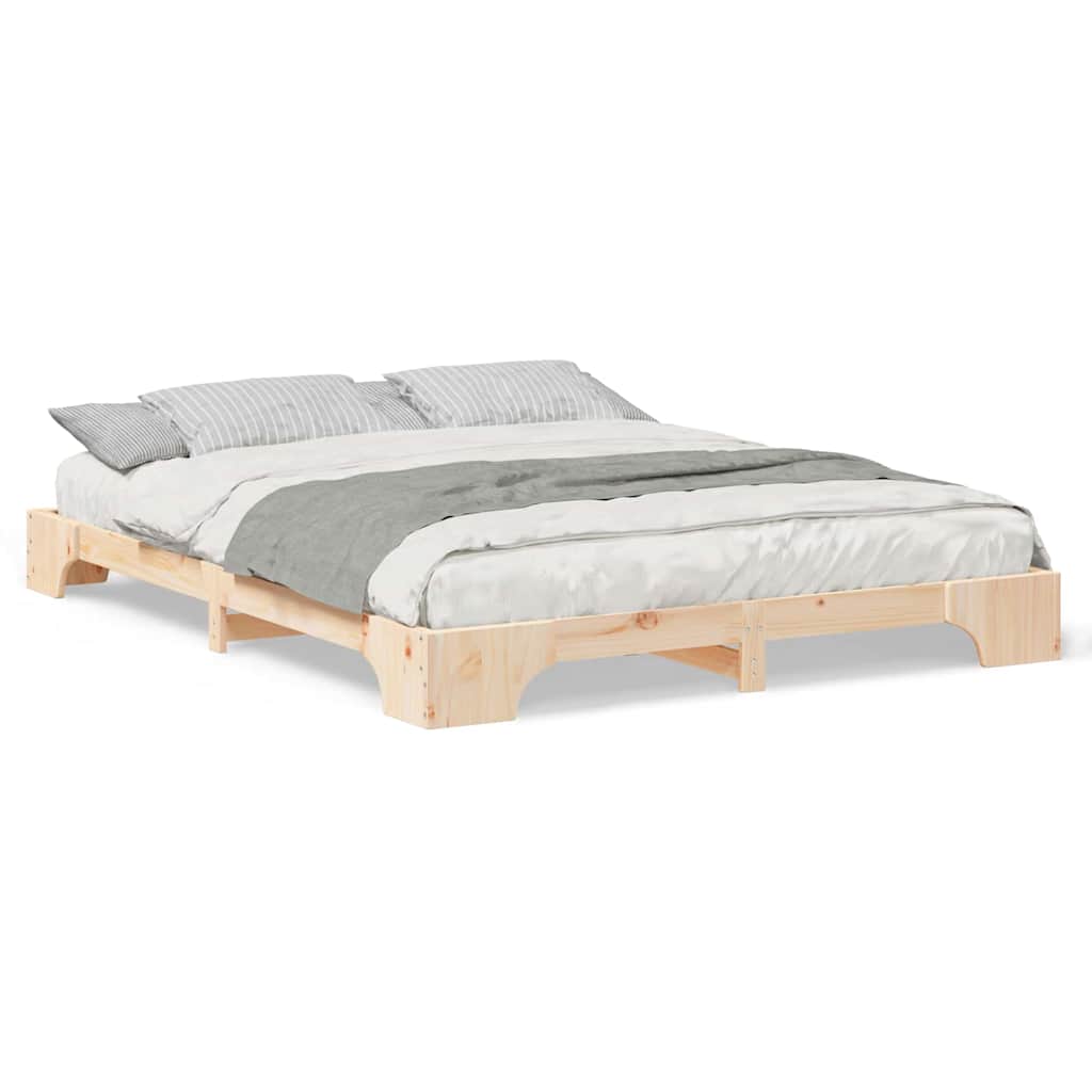 vidaXL Struttura letto a terra Marrone Legno di pino massello