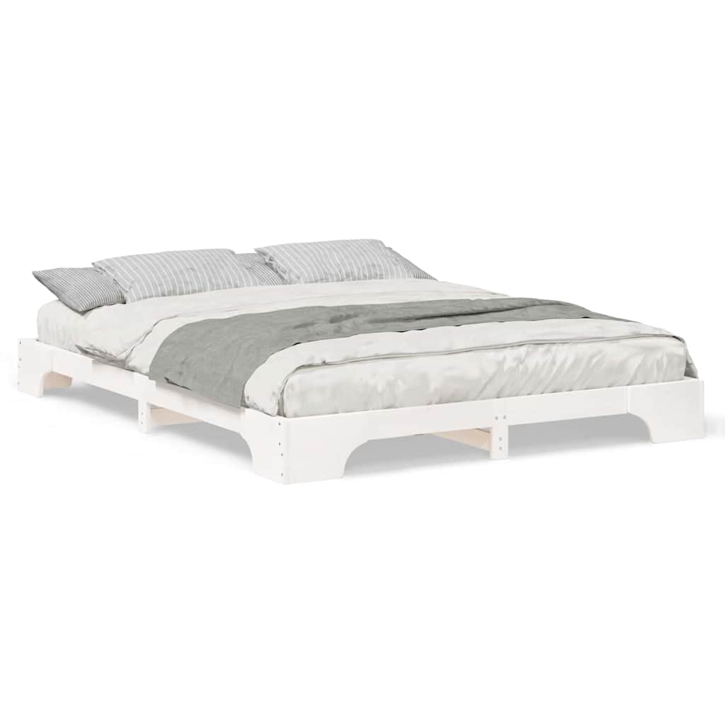 vidaXL Struttura letto a terra Bianco Legno di pino massello