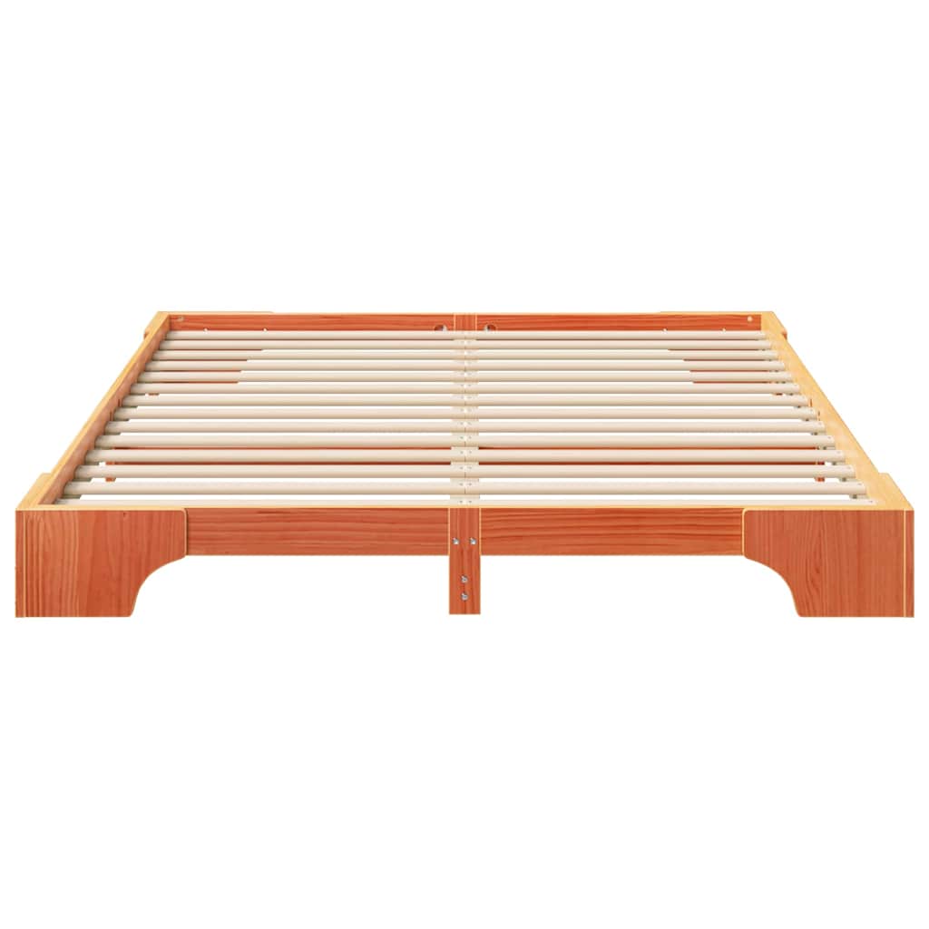 vidaXL Struttura letto a terra Marrone Legno di pino massello