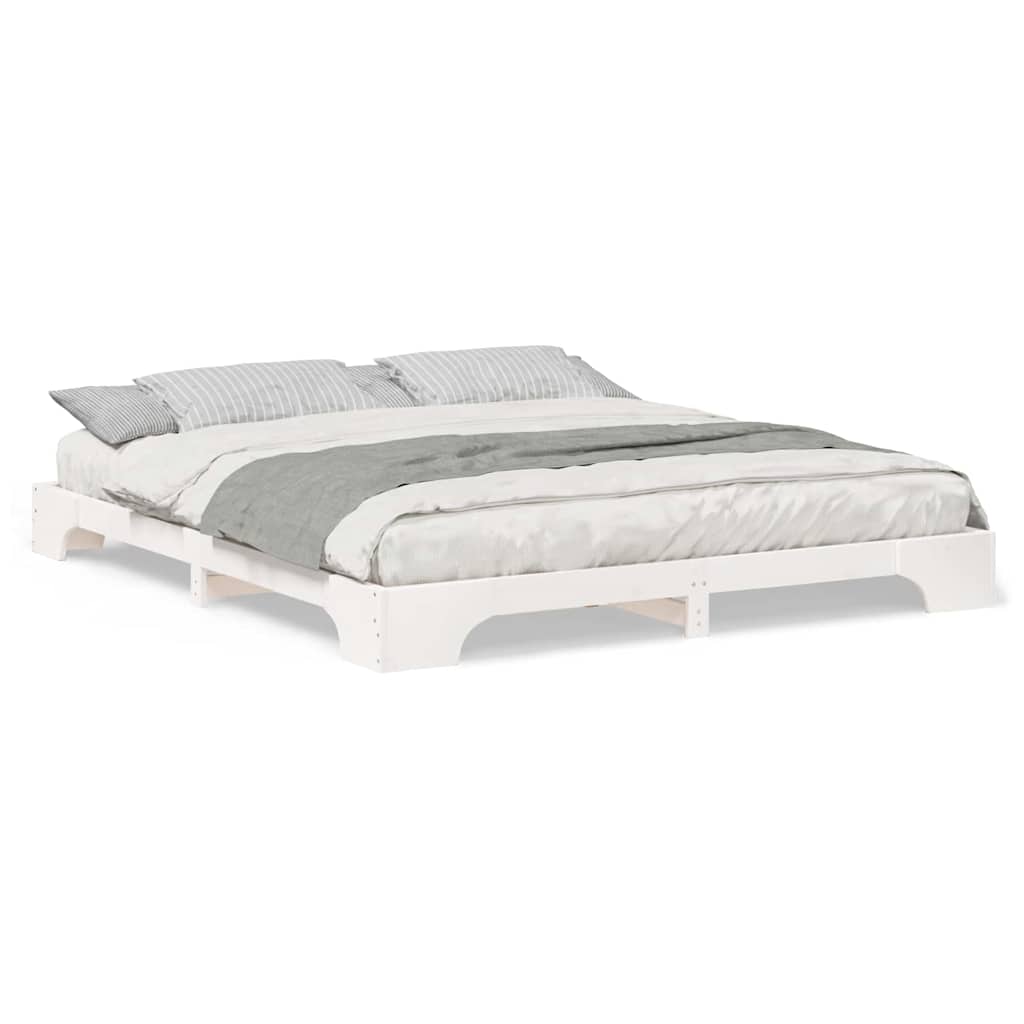 vidaXL Struttura letto a terra Bianco Legno di pino massello