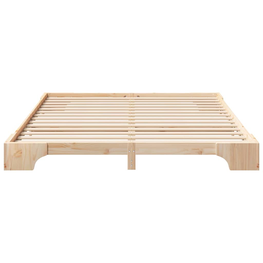 vidaXL Struttura letto a terra Marrone Legno di pino massello