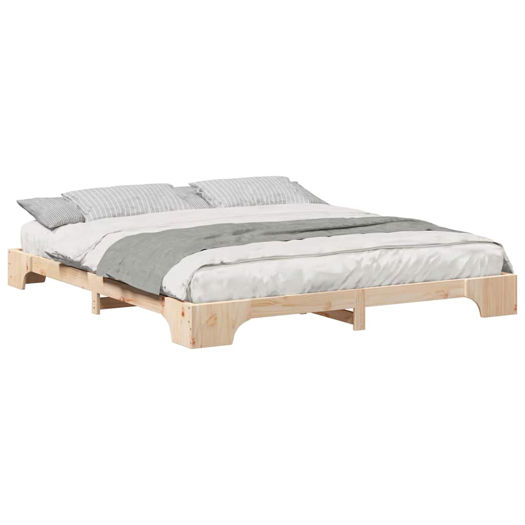 vidaXL Struttura letto a terra Marrone Legno di pino massello