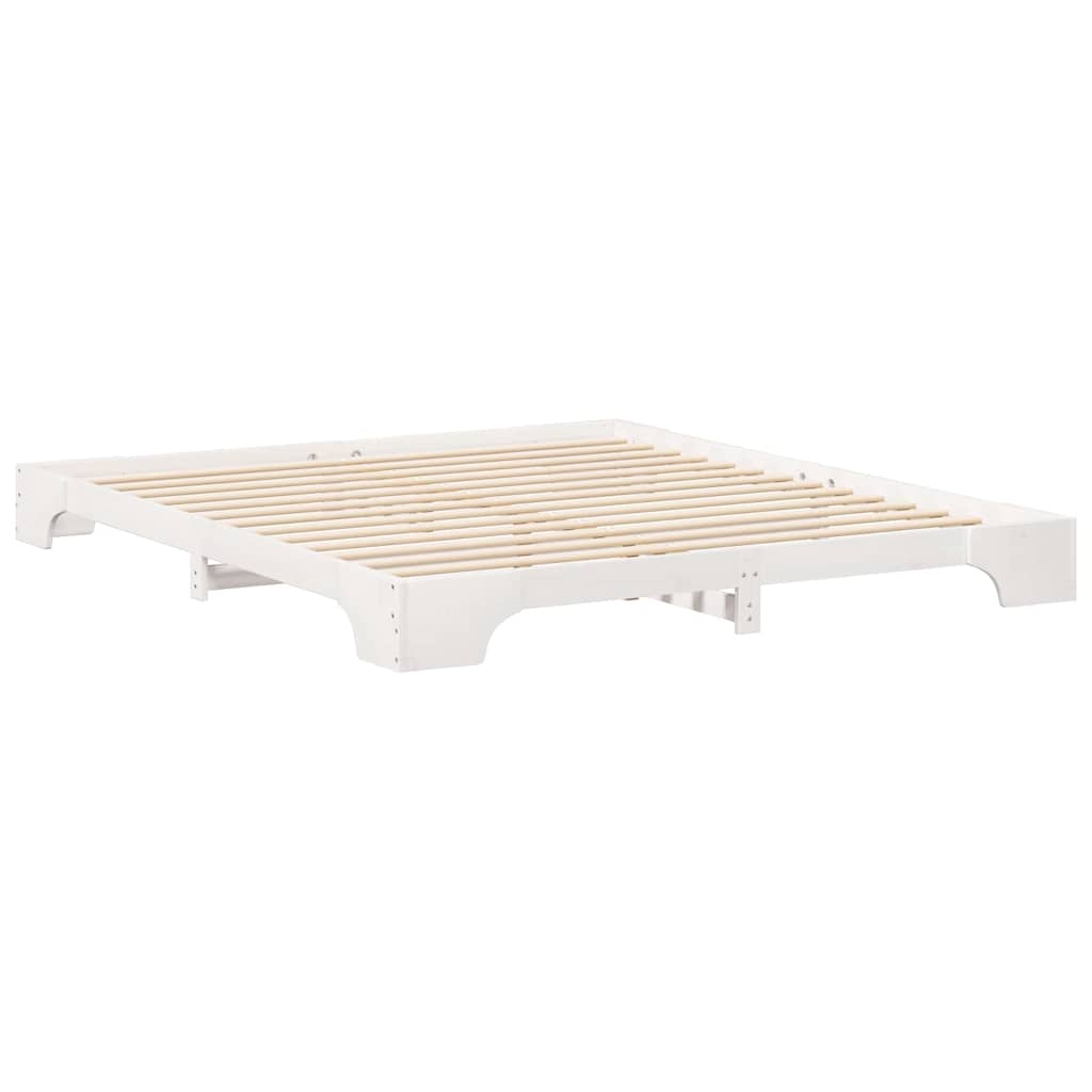 vidaXL Struttura letto a terra Bianco Legno di pino massello
